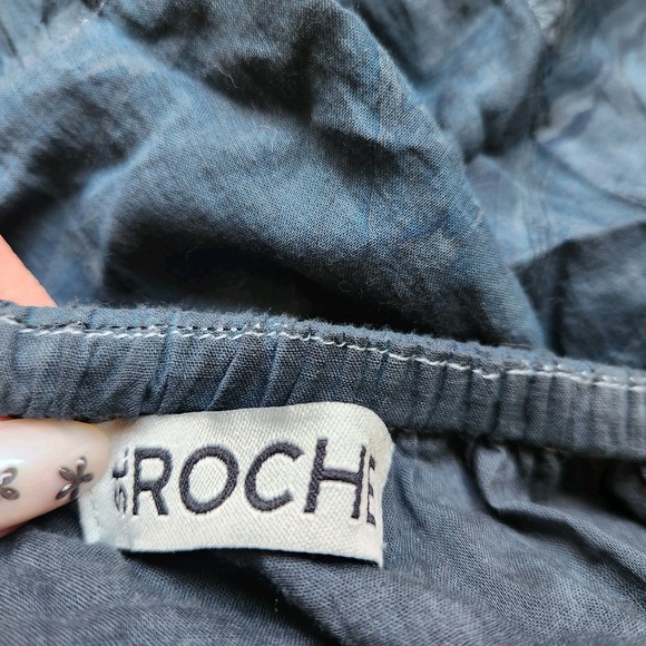 St. Roche Dress Marbled Rowena Organic Cotton Hand Smocking Blue Maxi M Pockets - Picture 4 of 6